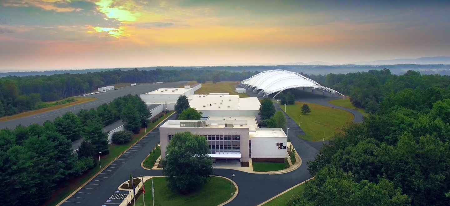 Drone view of IIHS Ruckersville, Virginia facility